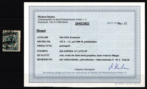 Memel 192 gestempelt - memel, x
