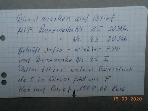 Plattenfehler auf brief - dr,