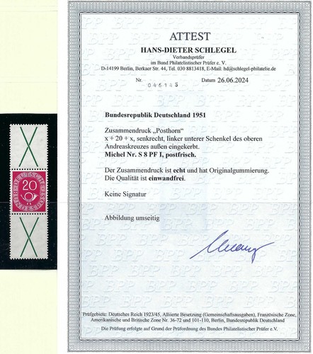 Bund posthorn zusammendruck - zusammendruck, s8